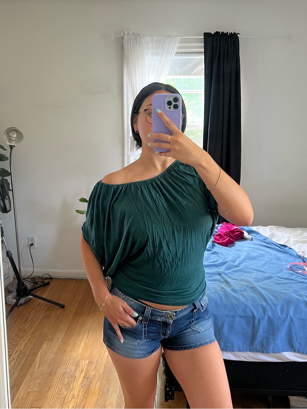 Women’s Off-Shoulder Green Blouse